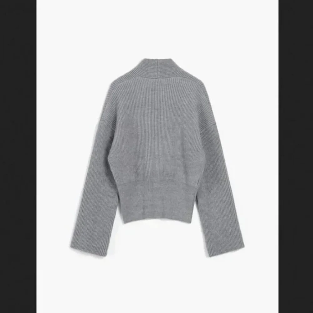 NWT Women's Commense Gray She's Effortless Wrap Sweater Ribbed Knit LARGE - Picture 4 of 4